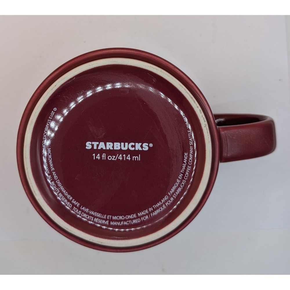 Starbucks 2013 Coffee Mug Burgundy Maroon 14oz Glossy Ceramic Stackable Cup - Picture 4 of 4